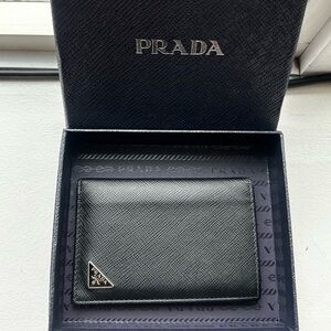 Prada Men’s Black Saffiano Leather Card Holder
